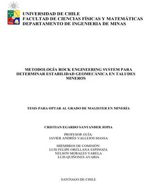 METODOLOGÍA ROCK ENGINEERING SYSTEM PARA DETERMINAR ESTABILIDAD GEOMECÁNICA EN TALUDES MINEROS
